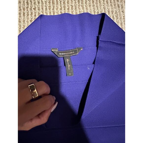 BCBG MaxAzria Simone Bandage Mini Skirt Stretchy Pull On Navy Blue Small NWT - Picture 5 of 5